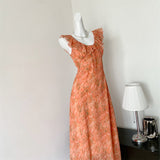 Sexy A line Jewel Summer Orange Chiffon Dress Holiday Party Outfits For Women HZ1121