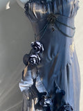 Vintage High Low Spaghetti Straps Blue 16th Birthday Dress With Sleeves Lolita Dress Satin Birthday Outfits HZ1121