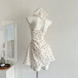 Sexy A Line Halter Neckline Floral Short Summer Dress Holiday Party Outfits For Women HZ1121