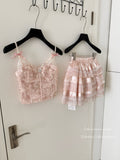 Sexy A line Spaghetti Straps 2 Pieces Pink Summer Dress Holiday Dresses Party Outfits For Women HZ1121