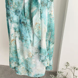 Sexy Mermaid Square Floral Green Summer Dress Holiday Party Birthday Outfits For Women HZ1121
