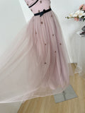 Cute A line Straps Pink Tulle Summer Dress Holiday Party Outfits For Women HZ1121