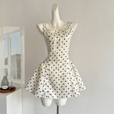 Sexy Ball Gown Square Neckline Satin Ivory Polka Dots Short Summer Dress Holiday Party Outfits For Women HZ1121