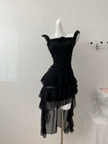 Cute High Low Square Neckline Ruffles Summer Dress Holiday Party Outfits For Women HZ1121