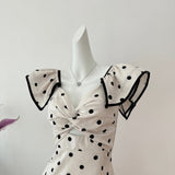 Cute A Line V Neckline Polka Dots Summer Dress Holiday Party Outfits For Women HZ1121