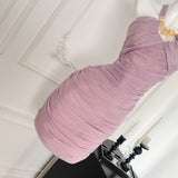 Sexy Sheath Halter Neckline Lilac Ruffles Summer Dress Holiday Party Outfits For Women HZ1121