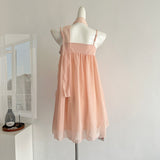 Cute A Line Spaghetti Straps Pink Chiffon Summer Dress Holiday Short Party Outfits For Women HZ1121