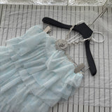 Sexy A line Halter Blue Tulle Min Summer Dress Holiday Party Homecoming Dress Birthday Outfits For Teens HZ1121