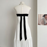 Simple A line Strapless White Tulle Summer Dress Holiday Party Dress Birthday Outfits For Teens HZ1121