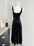 Sexy Mermaid Straps Black Velvet Summer Dress Holiday Party Birthday Outfits For Women HZ1121