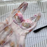 Cute A line Straps Floral Pink Short Summer Dress Holiday Party Birthday Outfits HZ1121