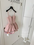 Sexy A line Spaghetti Straps Pink Min Summer Dress Holiday Party Homecoming Dress Birthday Outfits For Teens HZ1121