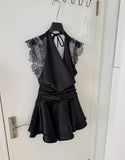 Sexy A Line Halter Neckline Summer Dress Little Black Dress Holiday Party Outfits For Women HZ1121