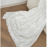 Sexy A Line Spaghetti Straps Floral White Lace Summer Dress Holiday Party Outfits For Women HZ1121