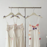 Cute A Line Spaghetti Straps Floral White Chiffon Summer Dress Holiday Party Outfits For Women HZ1121