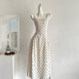 Sexy A line Square Neckline White Lace Summer Polka Dots Dress Holiday Party Outfits For Women HZ1121
