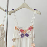 Cute A Line Spaghetti Straps Floral White Chiffon Summer Dress Holiday Party Outfits For Women HZ1121