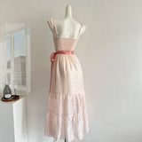 Sexy A line Square Neckline Pink Summer Polka Dots Dress Holiday Party Outfits For Women HZ1121
