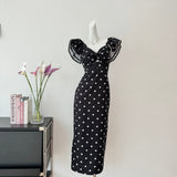 Cute A Line V Neckline Polka Dots Summer Dress Holiday Party Outfits For Women HZ1121