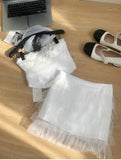 Cute Spaghetti Straps Pink Ruffles Tulle Summer Dress 2 Pieces Holiday Party Outfits For Women HZ1121