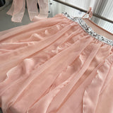 Cute A Line Spaghetti Straps Pink Chiffon Summer Dress Holiday Short Party Outfits For Women HZ1121