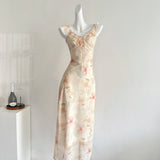 Simple Sheath V Neckline Pink Floral Chiffon Summer Dress Holiday Party Dress Birthday Outfits For Teens HZ1121