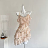 Cute A Line Spaghetti Straps Pink Sequin Casual Dress Summer Short Holiday Dresses HZ1121