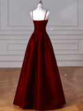 Sexy Simple A-Line Dark Blue Satin Long Prom Dress, Dark Blue Long Formal Dress HZ1121