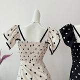 Cute A Line V Neckline Polka Dots Summer Dress Holiday Party Outfits For Women HZ1121