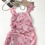 Sexy Sheath Straps Floral Pink Summer Dress Holiday Party Outfits For Women HZ1121