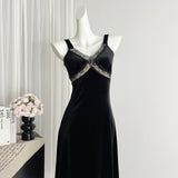 Sexy Mermaid Straps Black Velvet Summer Dress Holiday Party Birthday Outfits For Women HZ1121