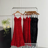 Sexy Mermaid Spaghetti Straps Sequin Birthday Party Dress Summer Holiday Outfits For Women HZ1121
