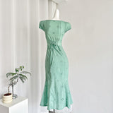 Tea Break French Puff Sleeve Hollow First Love Fishtail Dress 3-Piece Set HZ1121