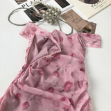 Sexy Sheath Straps Floral Pink Summer Dress Holiday Party Outfits For Women HZ1121
