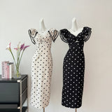 Cute A Line V Neckline Polka Dots Summer Dress Holiday Party Outfits For Women HZ1121