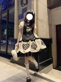 Cute Ball Gown Short Sleeves 16th Birthday Dress Lolita Dress Champagne Birthday Outfits HZ1121