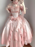 Sexy Ball Gown Off The Shoulder Short Sleeves 16th Pink Birthday Dress Lolita Dress Birthday Outfits HZ1121