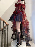 Vintage Ball Gown Off The Shoulder Short Sleeves 16th Burgundy Birthday Dress Lolita Dress Birthday Outfits HZ1121