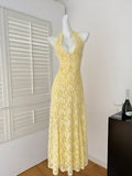 Sexy Sheath V Neckline Yellow Lace Summer Dress Holiday Party Outfits For Women HZ1121
