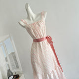Sexy A line Square Neckline Pink Summer Polka Dots Dress Holiday Party Outfits For Women HZ1121