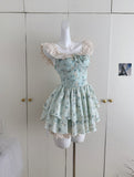Cute Ball Gown Square Satin Floral Pink Short Summer Dress Holiday Party Outfits For Women HZ1121