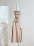 Sexy Mermaid Halter Satin Summer Beach Dress Holiday Party Casual Outfits For Girls HZ1121