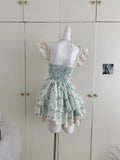 Cute Ball Gown Square Satin Floral Pink Short Summer Dress Holiday Party Outfits For Women HZ1121
