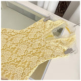 Sexy Sheath V Neckline Yellow Lace Summer Dress Holiday Party Outfits For Women HZ1121