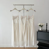 Cute A Line Spaghetti Straps Floral White Chiffon Summer Dress Holiday Party Outfits For Girls HZ1121