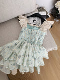 Cute Ball Gown Square Satin Floral Pink Short Summer Dress Holiday Party Outfits For Women HZ1121