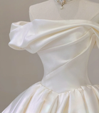 Elegant Ball Gown Off The Shoulder Satin Wedding Dresses White Brides Dress HZ1121