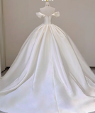 Elegant Ball Gown Off The Shoulder Satin Wedding Dresses White Brides Dress HZ1121