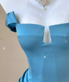 Classy Mermaid Strapless Blue Satin Evening Dress Long Prom Dresses HZ1121