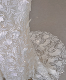 Elegant Mermaid High Neckline White Lace Sleeveless Wedding Dresses Brides Dress HZ1121